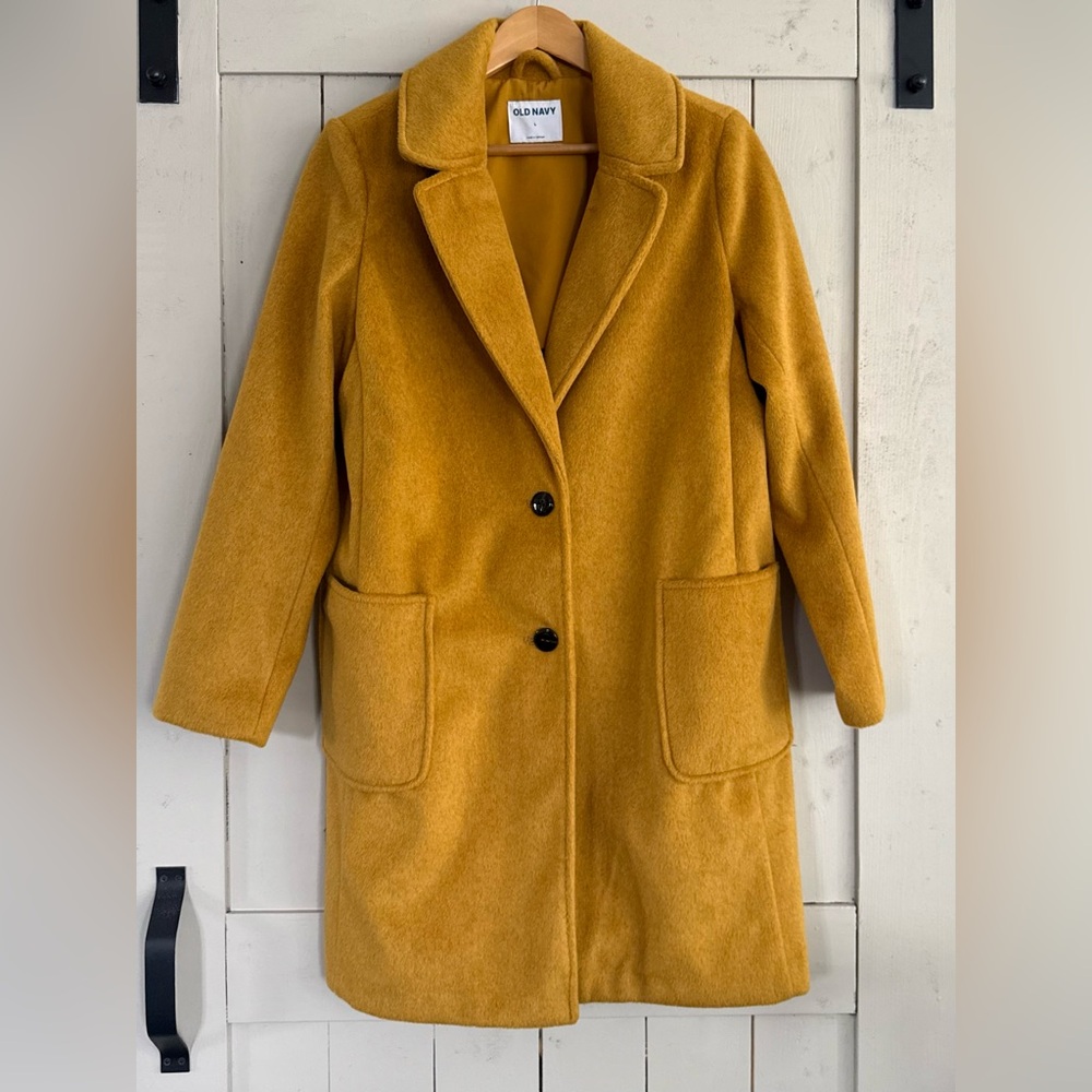 Old Navy Mustard Single-Breasted Trench Peacoat Coat